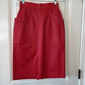 Bold Whimsigoth sexy chic glam red leather genuine vintage knee length skirt S